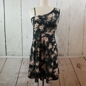 ANGIE Fit & Flare Floral Print DressBlack